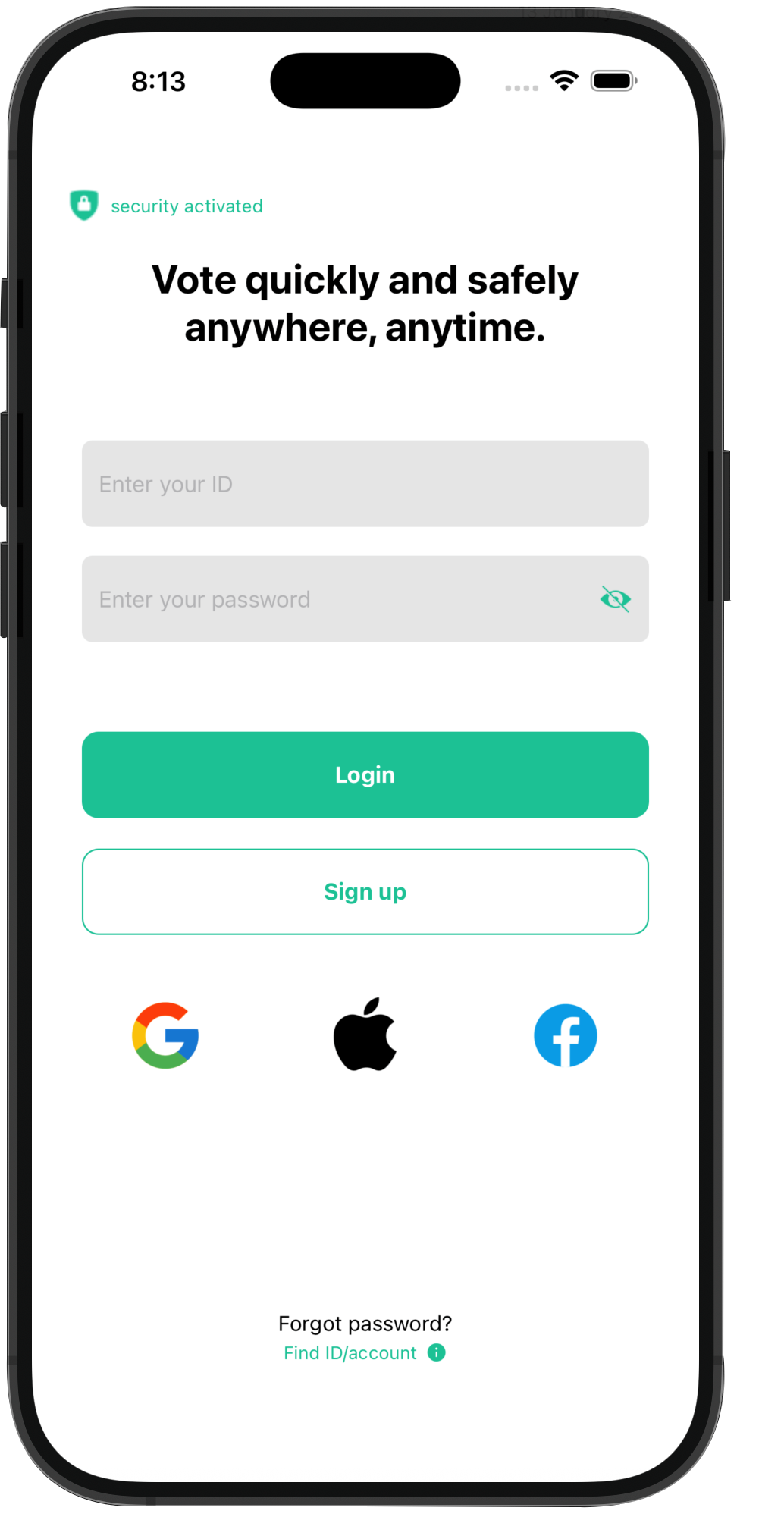 oVote Mobile App Interface
